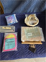 Misc, glass tray, night light, locking case w/key