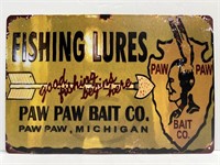 Paw Paw Bait Co. Fishing Lures Metal Sign