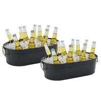 2 Pack Farmhouse Metal Black Beverage Tub  Beer  W