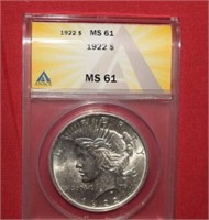 1922 Peace Silver Dollar  MS61  ANACS
