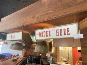 (3) WOODEN SIGNS - "BAR" & "ORDER HERE" & TAKEOUT
