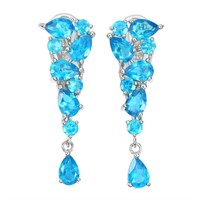 Natural Unheated Brazil Blue Apatite Earrings