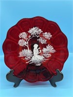 Fenton Ruby Red Mary Gregory Plate