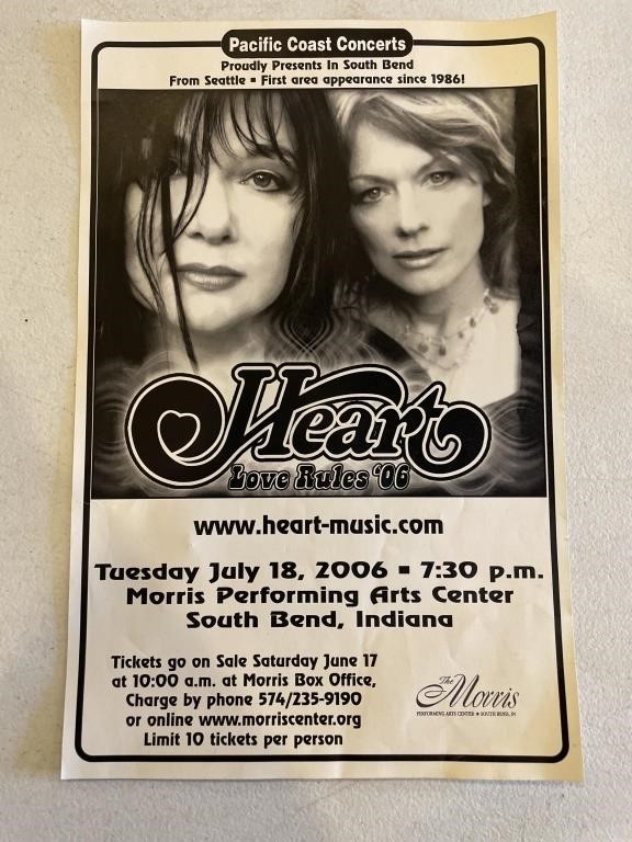 2006 HEART South Bend, IN Concert Poster