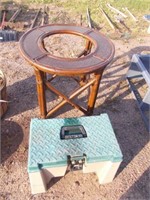 Poly Step Stool/Tool Box, Rd. Table Stand