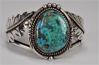 Cerillos Turquoise Cuff Bracelet w/Silver Fleck