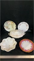 Vintage glassware, plates, bowl