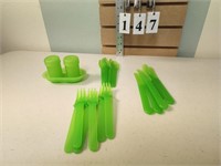 Green Plastic Utensils and S & P Shakers