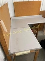 Corner cabinet with peg boards 68 x 62 x 36 tall