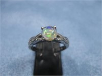 SS Tested Genuine Opal & Czs Ring