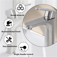 VAPSINT Brushed Nickel Single Handle Bathroom Sink