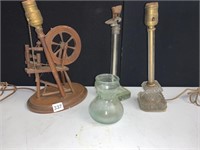 VINTAGE LAMPS, 2 NEED REWIRED AND SOME DAMAGE,