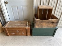 Antique Toy Box & miscellaneous crates