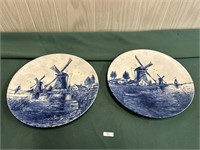 Vintage Delft Blue Handpainted Windmill Plates