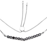 Rhodium Plated 2.28ctw Black Diamond Necklace