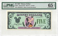 1987 $5 Goofy Disney Dollar PMG 65EPQ