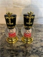 Snow Globe nutcrackers salt and pepper shakers