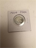 1937-D Buffalo Nickel 3 Legs