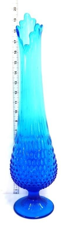 Fenton MCM blue 19.5in swung vase