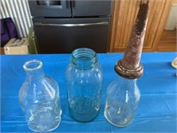 Antique Haveline JB Rhodes oil glass jar, square
