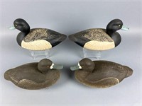 2 Pairs of Bluebill Duck Decoys by Marv Meyer,