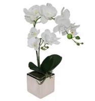 16 Inches Artificial Orchid Flower in Silver Ceram