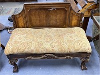 Vintage Padded Bench Claw Feet