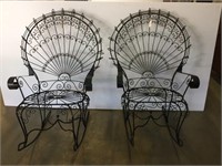 Two wire back fan rocking chairs.