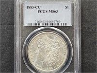 1885 CC PCGS MS 63 Morgan Silver Dollar Coin