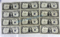 Group of 12 silver certificates