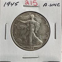 1945 WALKING LIBERTY SILVER HALF DOLLAR