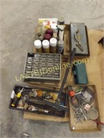 PARTS BIN, METAL TACKLE BOX, PAINT & MISC. HARDWAR