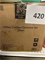 MM 5 pc Cast iron cookware set- cream