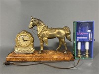 United Electric Clock and Brass Candle Lights