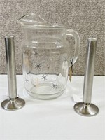Vintage Federal Glass Pitcher w/Atomic Pattern