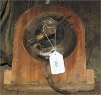 Antique Electric Motor With Shaft On Wood Base