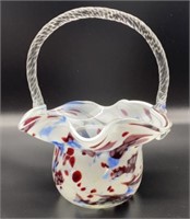 Vintage Fenton Handblown Art Glass Basket