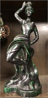 Cilner black and green ceramic Indian statue
