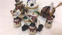 Snowmen ornaments and ceramic jewelry box
