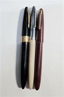 THREE SHEAFFER FOUNTAIN PENS 14K NIB