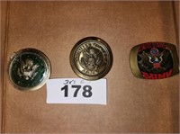 3 X'S  BID BELT BUCKLES US ARMY