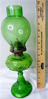 1867 Venus Green Glass Oil Lamp