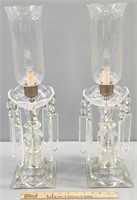 Pair Elegant Pattern & Cut Glass Table Lamps