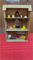 DOLL HOUSE MADE OUT OF THIN WOOD PLUS FURNITURE