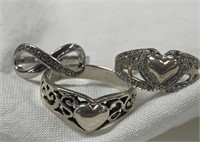 (3) Sterling Silver Rings Sizes 6, 7, 8