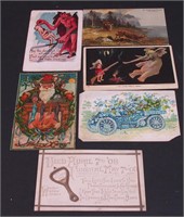 Six vintage postcards including German old