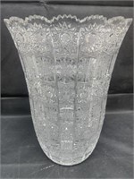 Czech Hand Cut Crystal Vase, 11.75"h
