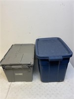 Two plastic totes