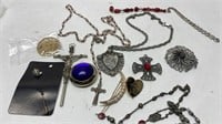 Necklaces Religious Brooches Pins lot
