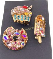 Brooches: Cupcake, Donut, Popsicle